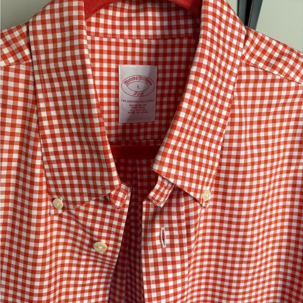 Orange Brooks Brothers Gingham Shirt